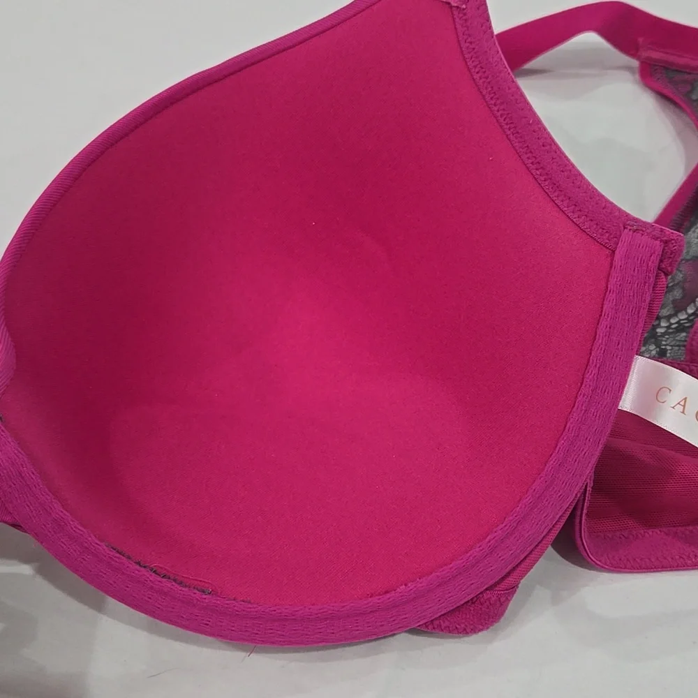 Cacique Magenta And Gray Boost Plunge Front Closure Racerback 40DD - Picture 4 of 6